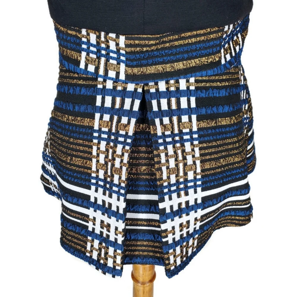 NWT Anthropologie Nathalie Peplum Metallic Plaid Top By Deletta SZ XS Academia - Picture 6 of 14